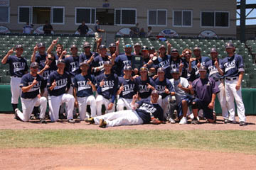 TWU's baseball team celebrates its first conference baseball title since 2007.